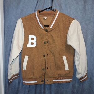 Brown and Cream Girls B Varsity Jacket